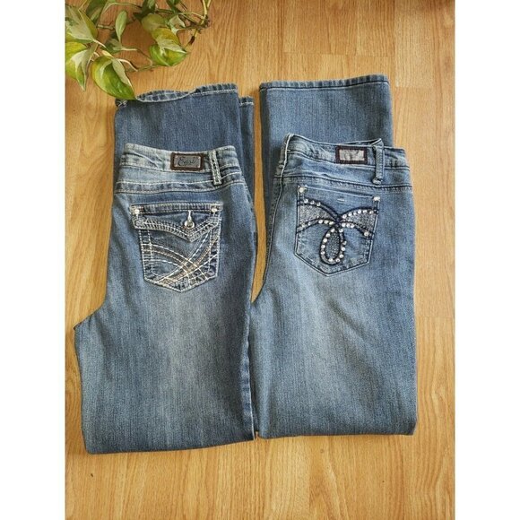 EAR JEANS Lot Of 2 Pairs EARL JEANS Size 6 Bootcut Rhinestones Cowgirl Rodeo - Picture 2 of 7